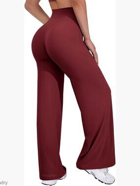 High Waist Wide Leg Pants Stretch Yoga Leggings 31.5 Inseam